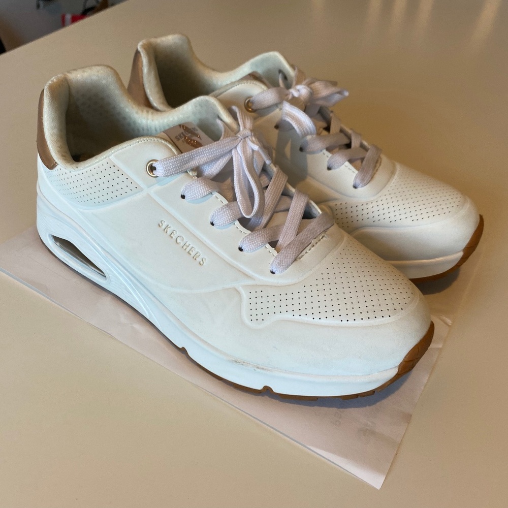 Skechers Uno Gen1 - Shimmer Away Size Girl’s US 6 EU 38 White Athletic Sneakers